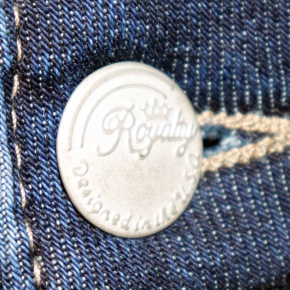 Royalty Dark Blue Distressed Denim Petite High Rise Straight Jeans Size 16P NWT - Picture 4 of 16
